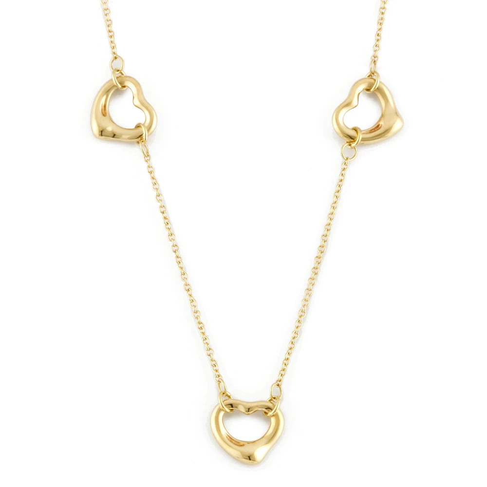 Tiffany Co Elsa Peretti Open Heart Sapphire Necklace Pink Sterling Silver